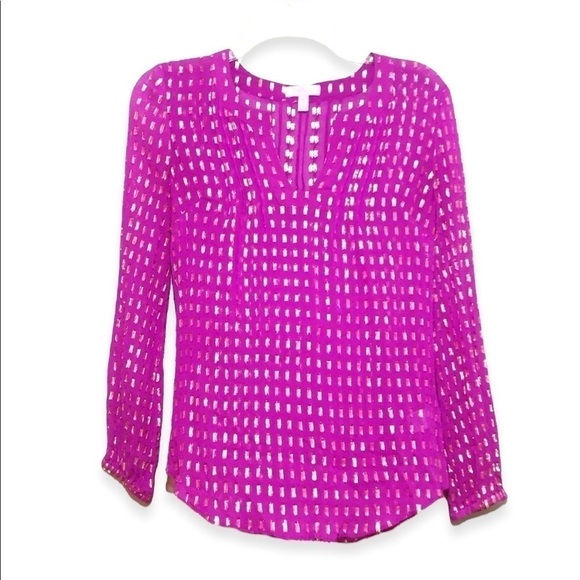 Lilly Pulitzer Silk Colby Top size XS exotic orchid - Picture 2 of 6